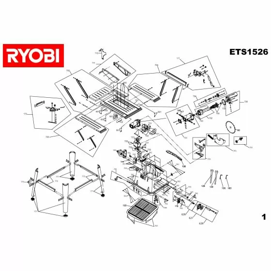 Ryobi ETS1526 Spare Parts List Type: 5133000121